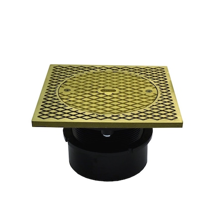 Jones Stephens 4in. ABS Inside Pipe Fit Base Cleanout with 3-1/2in. Plastic Spud and 7in. Polished Brass Cover C59051